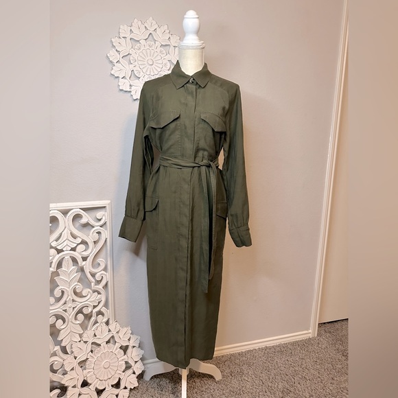 H&M UTILITY STYLE MIDI DRESS/kimono long sleeve size 2 worn only once! - Picture 1 of 12